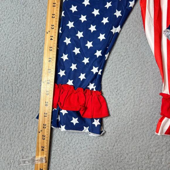 Stars Stripes July 4th Outfit Toddler Girl 110 4-5 yr Red Blue Top Crop Pant NEW - Picture 10 of 14